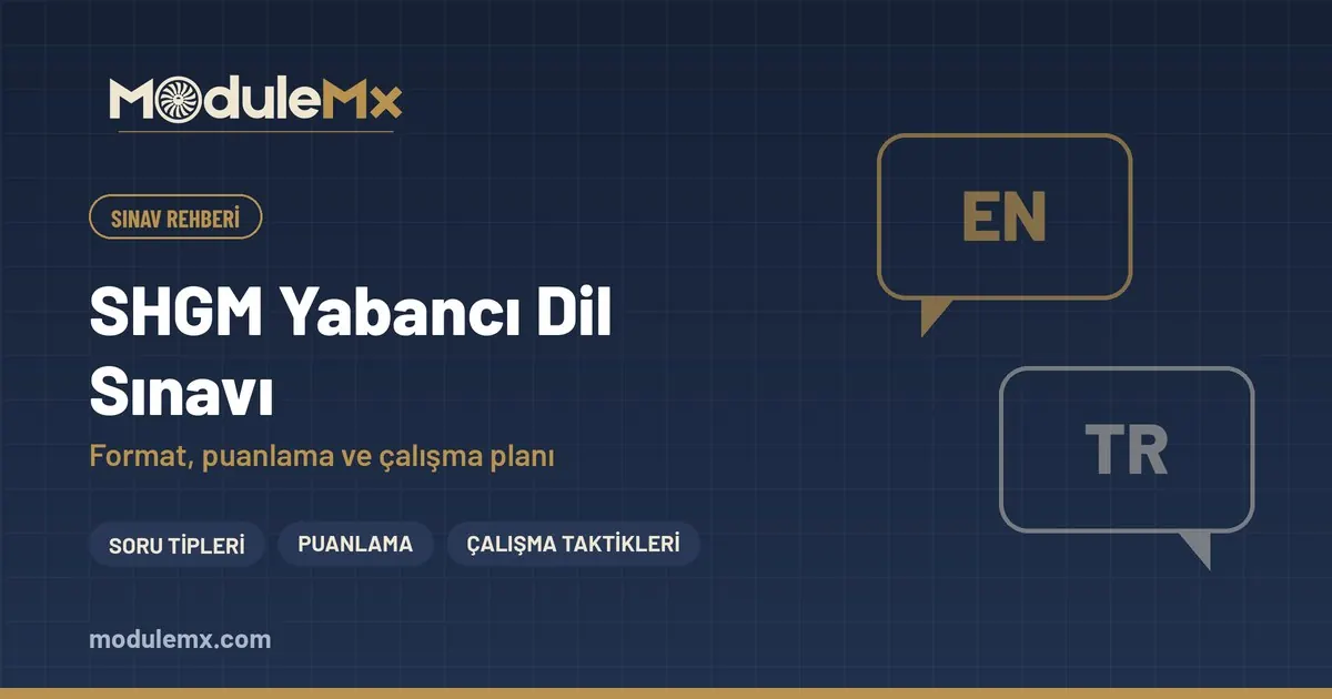 SHGM Yabancı Dil Sınavı rehberi kapak görseli: format, puanlama ve çalışma planı